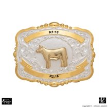 MF-38436 Trophy Buckle Show Cow 2 Ribbons