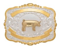 MF-38448 Trophy Buckle Pig 2 Ribbons