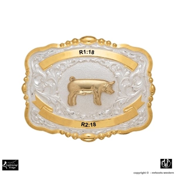 MF-38448 Trophy Buckle Pig 2 Ribbons