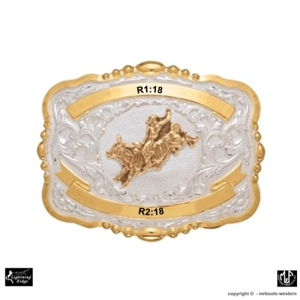 MF-38472 Trophy Buckle Bull Rider 2 Ribbons