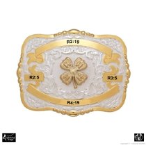 MF-38402 Trophy Buckle 4 H Clover 4 Ribbons