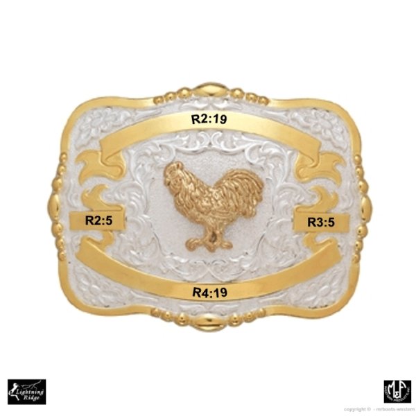 MF-38432 Trophy Buckle Rooster 4 Ribbons