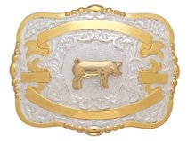 MF-38450 Trophy Buckle Pig 4 Ribbons