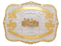 MF-38456 Trophy Buckle Team Penning 4 Ribbons