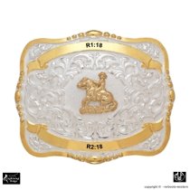 MF-38428 Trophy Buckle Reining Horse 2 Ribbons