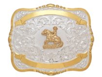 MF-38428 Trophy Buckle Reining Horse 2 Ribbons