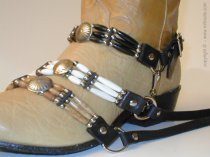 CM-BS-301 Boot Strap - Triple Strand with Beads and Conchos