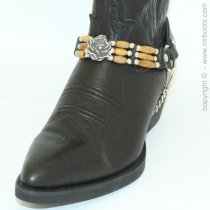 CM-BS-301 Boot Strap - Triple Strand with Beads and Conchos